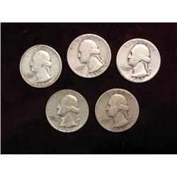 2322. 1935, 37P, D, 40P & 57D Washington Quarters.