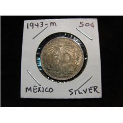 2327. 1943M Mexico Silver 50-Centavos. AU.