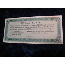 2352. 1933 Depression Script $1. John H. Boole & Co.