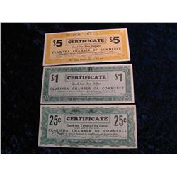 2356. 1933 Clarinda Chamber of Commerce, .25c, $1 & $5.