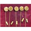 Image 1 : 2940.  (5) Antique Pattern Gold Coin Stick Pins.