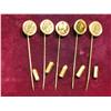 Image 1 : 3157.  (5) Antique Pattern Gold Coin Stick Pins.