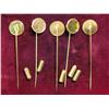 Image 2 : 3157.  (5) Antique Pattern Gold Coin Stick Pins.