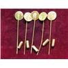 Image 2 : 3159.  (5) Antique Pattern Gold Coin Stick Pins.