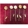 Image 1 : 3161.  (5) Antique Pattern Gold Coin Stick Pins.