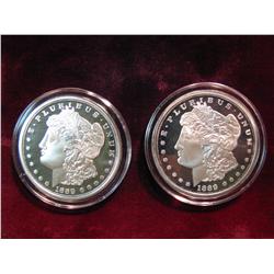 3366. (2) 1889CC Dollar Copies 1-Marked .999 Fine Silver.