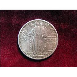 3456. 1917P Type-1 Standing Liberty Quarter. AU.