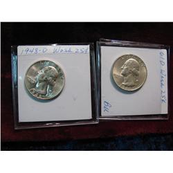 3462. 1948D & 61D Washington Quarters. BU.