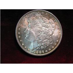 3505. 1886P Morgan Dollar. Toned Gem BU.