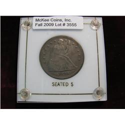 3555. 1846P Liberty Seated Dollar. AU.