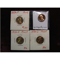 3564. 1959, 64 & (2) 70S Proof Lincoln Cents.