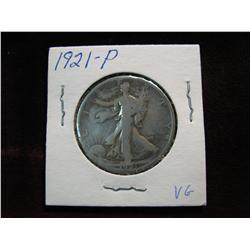 3574. 1921P Walking Liberty Half. VG.