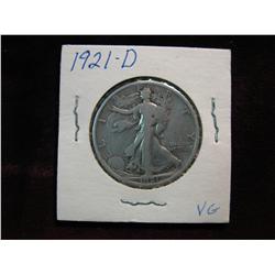 3575. 1921D Walking Liberty Half. VG.