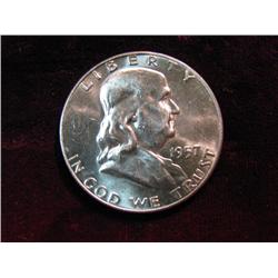 3582. 1957D Franklin Half Dollar. BU.