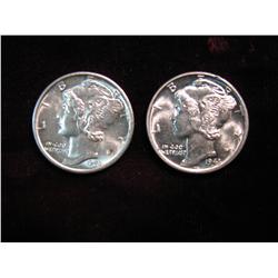 3655. (2) 1943P Mercury Dimes. BU.