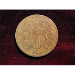 3657. 1867 2-Cent Piece. G.