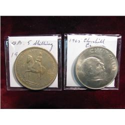 3660. 1953 Great Britain. 5-Shillings & 1965 Churchill Crown. BU