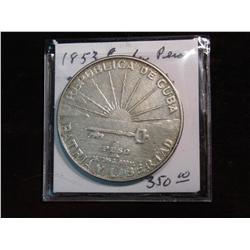 3661. 1953 Cuba Silver Peso. EF.