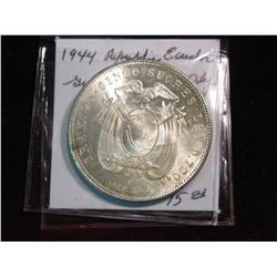 3663. 1944 Ecuadore Silver 5-Sucres. BU.