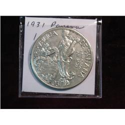 3664. 1931 Panama Silver Balboa. AU.