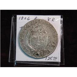 3665. 1826 Peru Silver 8-Reals. F. Holed.