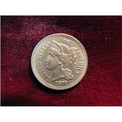 3701. 1870 US 3-Cent Nickel. BU.