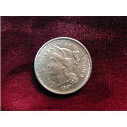 3708. 1867 3-Cent Nickel. BU.