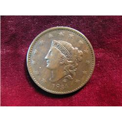 3732. 1834 US Large Cent. Lg. 8 & Stars Scarce Variety. F.