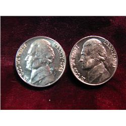 3735. (2) 1941P Jefferson Nickels. BU.