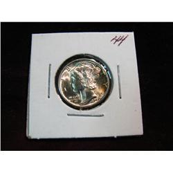 3741. 1944P Mercury Dime. Rainbow Toning BU.