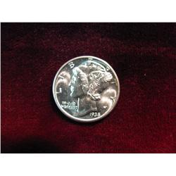 3811. 1938P Mercury Dime. BU.