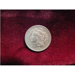 3827. 1865 3-Cent Nickel. EF.