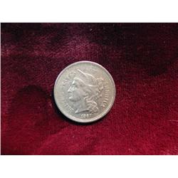 3828. 1867 3-Cent Nickel. EF.