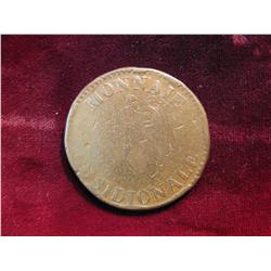 3838. 1814 Large French Copper Piece. Low Grade.