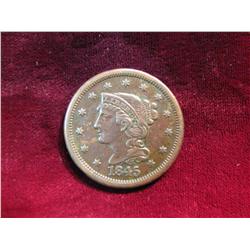 3904. 1845 U.S. Large Cent. Normal Date. Reverse Rim tick.