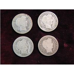 3976. (2) 1911 P & (2) 13P U.S. Barber Dimes. AG-G