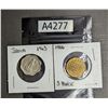 Image 1 : 1966 India Coin & 1966 Three Pence (A4277)