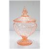 Image 1 : ANTIQUE PINK ORNATE GLASS BOWL W LID