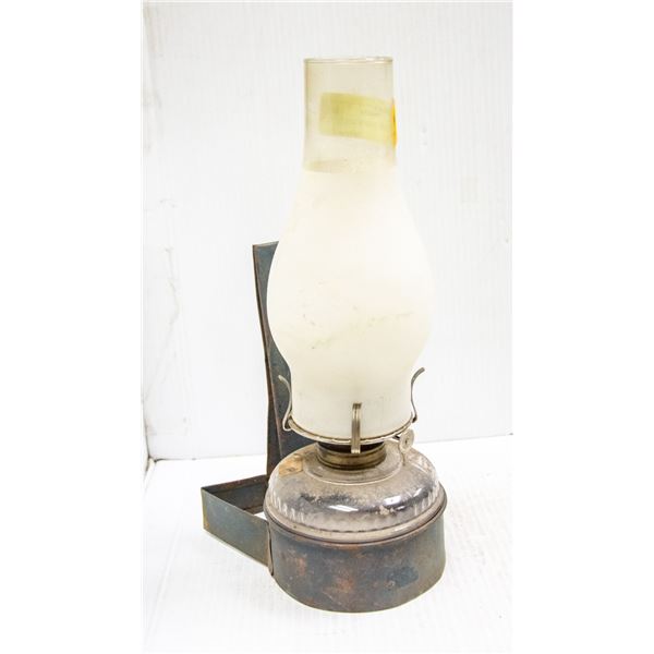 ANTIQUE OIL LAMP W SHADE