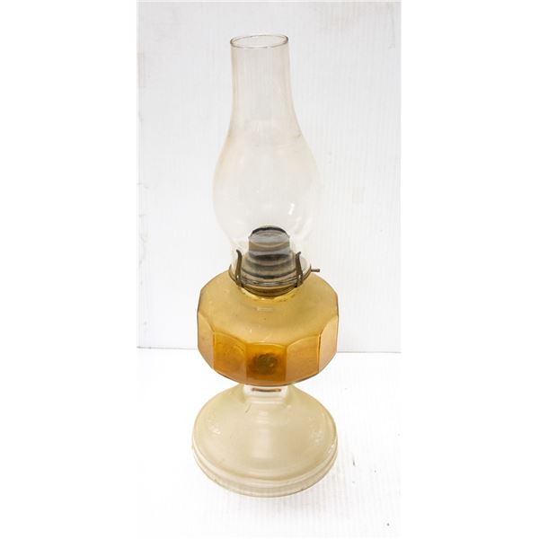 ANTIQUE GLASS OIL LAMP