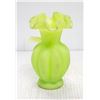 Image 1 : ANTIQUE FROSTED GREEN GLASS STEM VASE