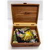 Image 1 : ANTIQUE BOX W TOBACCO SILKS PATCHES MORE