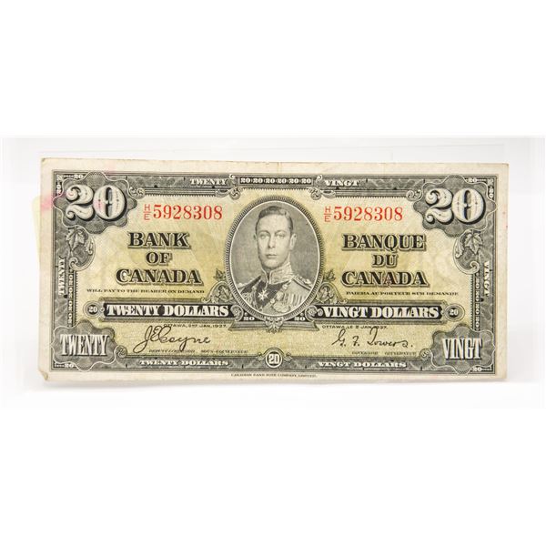 1937 CANADA 20 DOLLAR BILL