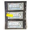 Image 1 : LOT OF 3 1954 CANADA 5 DOLLAR BILLS