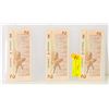 Image 1 : 3 UNCIRC SEQ CANADA 2 DOLLAR BILLS