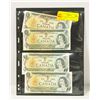Image 1 : LOT OF 4 UNCIRC SEQ CANADA 1 DOLLAR BILLS
