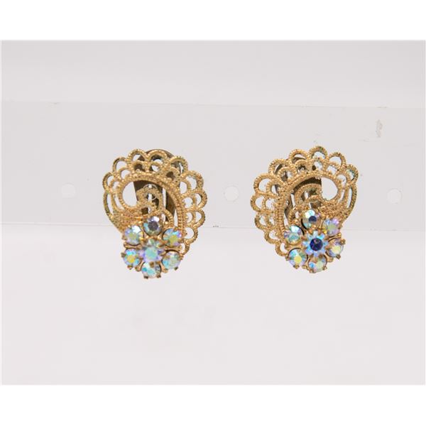 PAIR OF ANTIQUE CRYSTAL BEAD EARRINGS