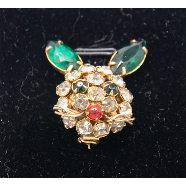 VINTAGE RHINESTONE BUNNY BROOCH