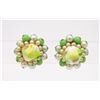 Image 1 : PAIR OF ANTIQUE GREEN CLIP EARRINGS