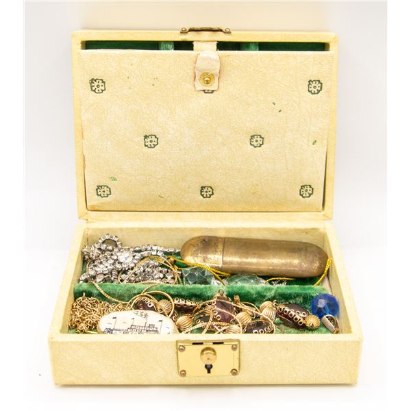 VINTAGE JEWELRY BOX W CONTENTS